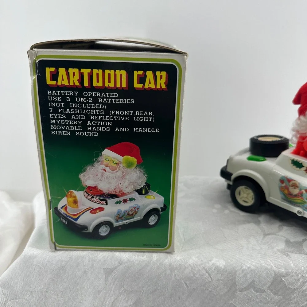 Son Ai Toys Santa Cartoon Car White Good Vintage 1983 Bump Go Music SA 171L